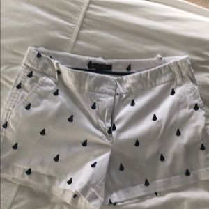 British Khaki White Shorts Navy Blue Sail Boats